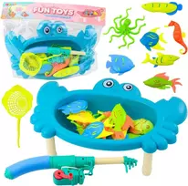 Lean Toys Žaidimų stalas vaikams vėžlio formos su žvejybos rinkiniu, mėlynas