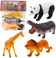 Lean Toys Laukiniai gyvūnai figūrėlės rinkinys: liūtas, žirafa, panda, begemotas, 4 vnt.