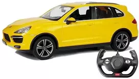 Automobilis Porsche Cayenne Rastar su nuotolinio valdymo pultu, geltonas