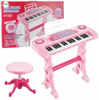 Lean Toys Elektroninis pianinas vaikams su mikrofonu, 37 klavišai, rožinis