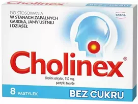 Cholinex Becukriai pastiliai, skirti vartoti esant gerklės, burnos ir dantenų uždegimui, 8 vnt.