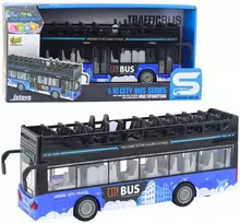 Lean Toys Dviaukštis miesto autobusas 1:16 su šviesomis ir garsais, mėlynas