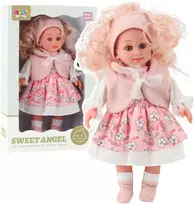 Lean Toys Lėlė Sweet Angel 36 cm su Rožine Suknele