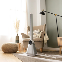 CECOTEC EnergySilence 9890 Skyline Bladeless | Tower Fan | Pedestal Fan | 50 W | Diameter 23 cm | 3 Speeds | Oscillation | Timer | Remote control | Grey/White