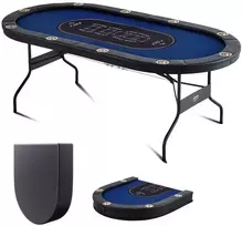 Sulankstomas pokerio stalas 10 žaidėjų, ovalus kazino, 214 cm, nešiojamas, Texas Holdem, Blackjack, kortų žaidimams