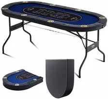 8 žaidėjų sulankstomas pokerio stalas, Blackjack Texas Holdem pokerio stalas kazino laisvalaikiui, paminkštinti turėklai, nešiojamas sulankstomas kortų stalas