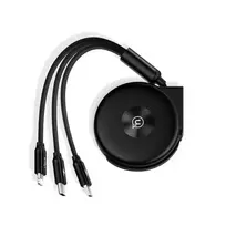 USAMS U20 3-in-1 Braided Cable 1m 2A Fast Charge Black (Lightning/Micro USB/USB-C) SJ280USB01 (US-SJ280)