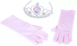 Rappa Princesės pirštinių rinkinys su karūnos-rožinės spalvos raštu