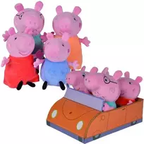 Simba Mascot rinkinys Peppa Pig George Mom Dad Pig automobilyje