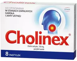 Stada Cholinex Pastilės, skirtos gerklės ir burnos uždegimui gydyti, 8 vnt.