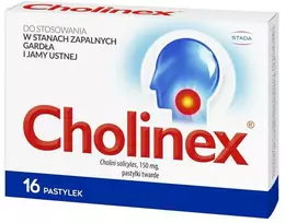 Stada Cholinex Pastilės, skirtos gerklės ir burnos uždegimui gydyti, 16 vnt.