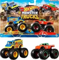 Mattel „Hot Wheels“ monstrų sunkvežimių transporto priemonė 1:64, 2 vnt. pakuotė (8 vnt.)