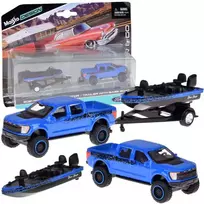 Jokomisiada Licencijuotas metalinis automobilis 1:64 Ford F-150 SVT Raptor 2021 ir laivas