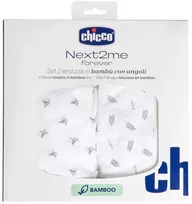 Chicco „Next2Me Forever“ bambuko žalumos paklodės su guma, 2 vnt.