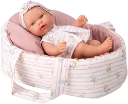 Arias minkšta kūdikio lėlytė su rožine nešykle ir meškučiais, 26 cm