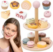 Viga Toys Medinis saldumynų stovas vaikams su priedais VIGA