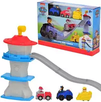„Paw Patrol“ prabangus 3in1 bokšto su bėgiais rinkinys + 3 transporto priemonės su šuniukais