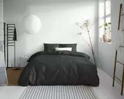 Satino patalynės komplektas Primaviera Deluxe Uni Satijn juodos spalvos 200×220 cm, su 2 pagalvių užvalkalais