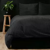 Patalynės komplektas Pliušinė patalynė Sleeptime Rib Teddy juodos spalvos 200×220 cm, su 2 pagalvių užvalkalais