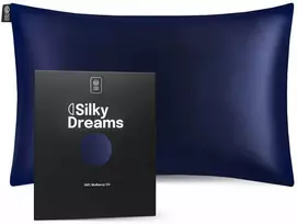 Šilkinis pagalvės užvalkalas NOXNOX® – 100% Mulberry šilkas,Tamsiai mėlyna (19 momų)