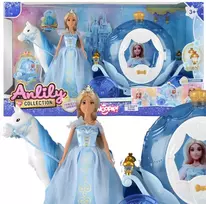 Lėlių rinkinys Ledo princesė Lily ir šviečianti karieta WOOPIE ROYAL
