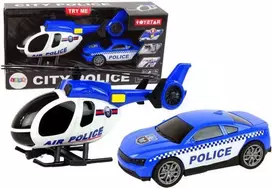 Policijos transporto priemonių rinkinys su garso ir šviesos efektais