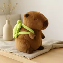 Pliušinis žaislas Kapibara su kuprine-vėžliuku, 22 cm