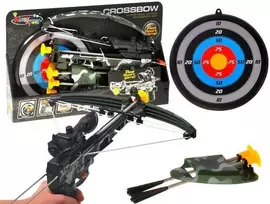 Arbaletas su lazeriniu taikikliu ir taikiniu