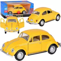 Metalinis automobilis Volkswagen Classical Beetle 1967 su garso ir šviesos efektais, geltonas