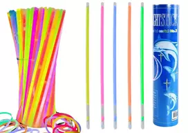 Fluorescencinės lazdelės-apyrankės, įvairiaspalvės, 100 vnt.