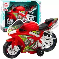 Lenktyninis motociklas su šviesos ir garso efektais, raudonas
