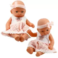Lėlė kūdikis su rožine suknele ir galvajuoste, 24 cm
