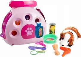 Lean Toys Rinkinys žaislinis šunų narvas su priedais