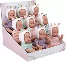 Arias tikroviška kūdikio lėlė su vienaragio kepuryte, 28 cm