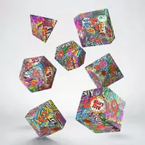 Q WORKSHOP Graffiti stalo RPG kauliukų rinkinys, 7 vnt – spalvoti full art