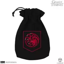 Q Workshop Game of Thrones Targaryenų kauliukų maišelis – medvilninis, juodas su drakonu