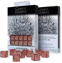 Sostų karai Lannister D6 kauliukai 10 vnt – Q-Workshop, raudoni, licencijuoti