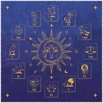 Aksominis violetinis zodiako kilimėlis taro kortoms 50x50 cm – Lo Scarabeo