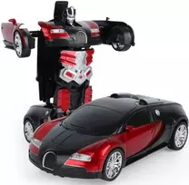 Transformuojamas nuotolinio valdymo automobilis - robotas 2 in 1 su LED šviesomis ir 360° drift funkcija (raudonas)