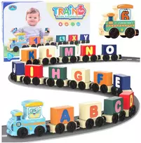 Lean Toys Edukacinis traukinys su raidėmis ir skaičiais, 16 vnt.