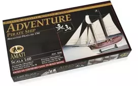 Amati piratų laivo Adventure medinis surenkamas modelis 1:60, 37 cm