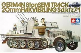 Vokiečių 8 t pusvikšris Sd.Kfz. 7/1 su 20 mm Flakvierling, 1/35 Tamiya (35050)
