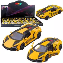 Lean Toys Lenktyninis automobilis metalinis 1:32 geltonas su atidaromomis durimis