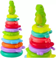 Dėlionė Lean Toys Piramidė su dinozauru ir lipdukais, 12 dalių