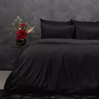 Patalynės komplektas Veliūrinė patalynė Sleeptime Velvet Uni juodos spalvos 200×220 cm, su 2 pagalvių užvalkalais