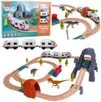 Lean Toys Elektrinis traukinys su dinozaurais, šviesomis ir garsais 76 cm