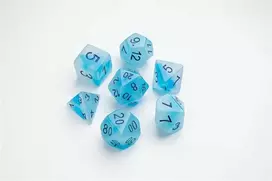 Gamegenic Glow serija – RPG kauliukų rinkinys – lediniai trupiniai