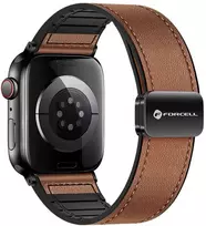 „Apple Watch“ dirželis Forcell F-Design FA21 magnetinis dirbtinės odos dirželis 42 / 44 / 45 / 49 mm rudas