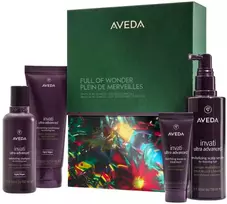 Aveda „Full of Wonder“ rinkinys: plaukų šampūnas 100 ml + plaukų kondicionierius 100 ml + plaukų procedūra 25 ml + galvos odos serumas 150 ml