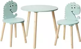 Home Styling Collection Medinis stalas su 2 kėdėmis vaikams, dinozaurų tema, aukštis 50 cm.